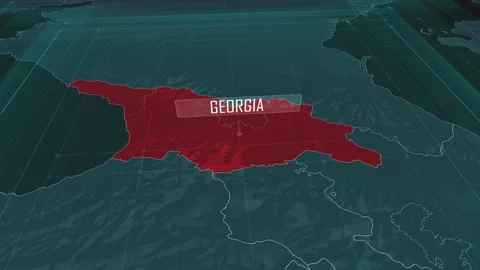 Zoom in to the map of Georgia, with text and textless Stock Footage 301261613