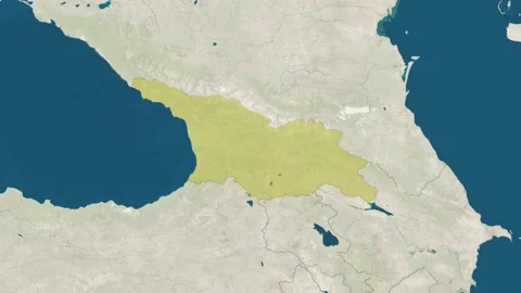 Zoom in to the map of Georgia with text, textless, and with flag Stock Footage 206906003