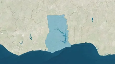 Zoom in to the map of Ghana with text, textless, and with flag Stock Footage 211014688