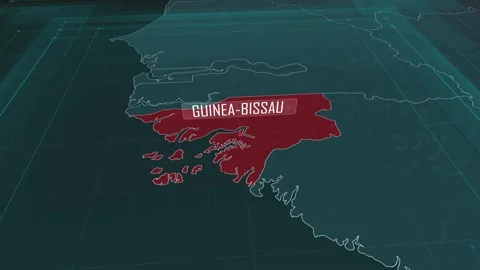 Zoom in to the map of Guinea-Bissau, with text and textless Stock Footage 301350908
