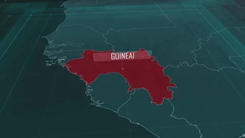 Zoom in to the map of Guinea, with text and textless Stock Footage 301352839