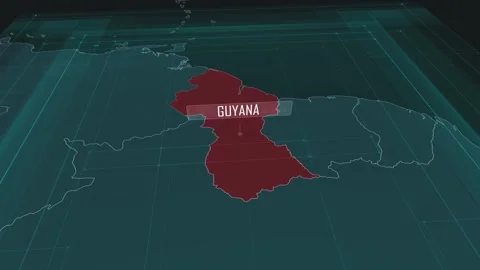 Zoom in to the map of Guyana, with text and textless Stock Footage 301135488
