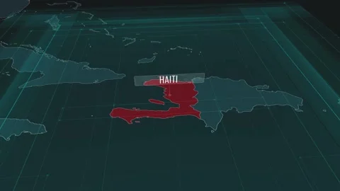 Zoom in to the map of Haiti, with text and textless Stock Footage 301129769