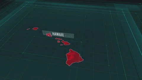 Zoom in to the map of Hawaii state, with text and textless Stock Footage 302404659