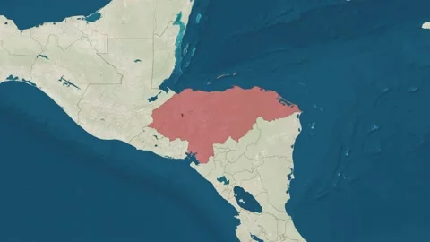 Zoom in to the map of Honduras with text, textless, and with flag Stock Footage 204839843
