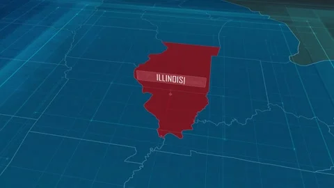 Zoom in to the map of Illinois state, with text and textless Stock Footage 302405293