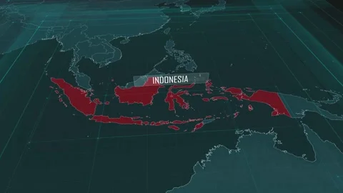 Zoom in to the map of Indonesia, with text and textless Stock Footage 301479261