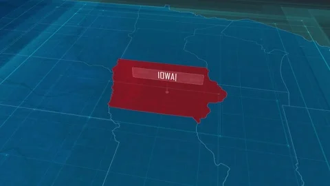 Zoom in to the map of Iowa state, with text and textless Video stock 302404721