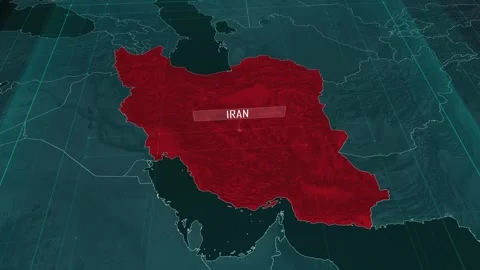 Zoom in to the map of Iran with text, textless Stock Footage 300907746