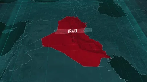 Zoom in to the map of Iraq with text, textless Stock Footage 300908256