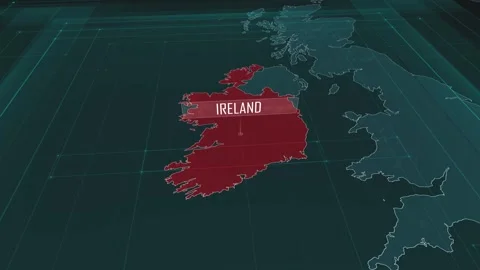 Zoom in to the map of Ireland, with text and textless Stock Footage 301261114