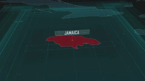 Zoom in to the map of Jamaica, with text and textless Stock Footage 301130488