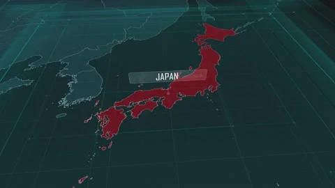 Zoom in to the map of Japan, with text and textless Stock Footage 301479250
