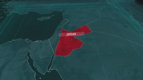 Zoom in to the map of Jordan, with text and textless Stock Footage 301482028