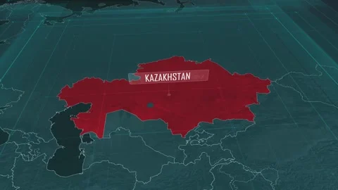 Zoom in to the map of Kazakhstan, with text and textless Stock Footage 301479401