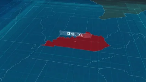 Zoom in to the map of Kentucky state, with text and textless Stock Footage 302140830