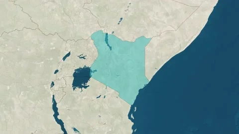Zoom in to the map of Kenya with text, textless, and with flag Stock Footage 211195913
