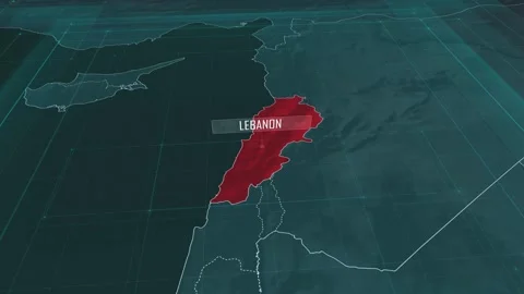 Zoom in to the map of Lebanon, with text and textless Stock Footage 301482223