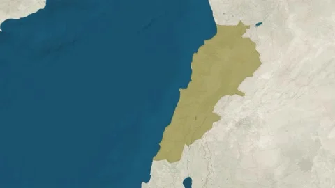Zoom in to the map of Lebanon with text, textless Video stock 202229189