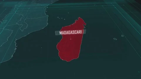 Zoom in to the map of Madagascar, with text and textless Stock Footage 301352680
