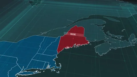 Zoom in to the map of Maine state, with text and textless Stock Footage 302141202