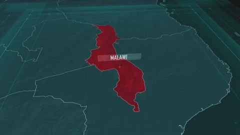 Zoom in to the map of Malawi, with text and textless Stock Footage 301351155