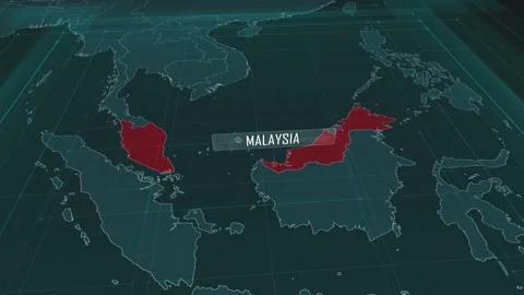 Zoom in to the map of Malaysia, with text and textless Video stock 301480062