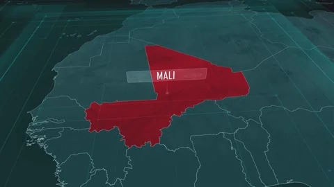 Zoom in to the map of Mali, with text and textless Stock Footage 301262060