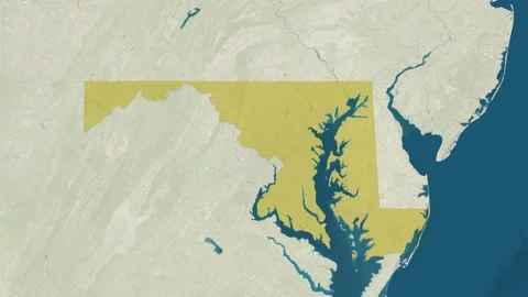 Zoom in to the map of Maryland with text, textless, and with flag Stock Footage 217422172