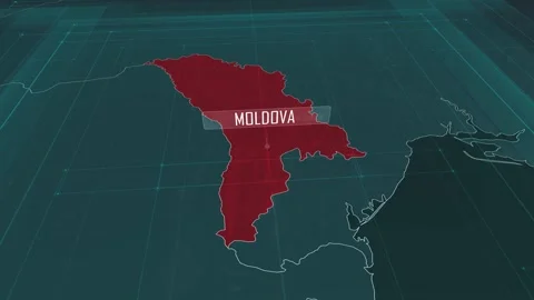 Zoom in to the map of Moldova, with text and textless Stock Footage 301261562