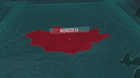 Zoom in to the map of Mongolia, with text and textless Video stock 301479609