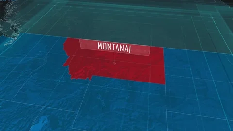 Zoom in to the map of Montana state, with text and textless Video stock 302404129
