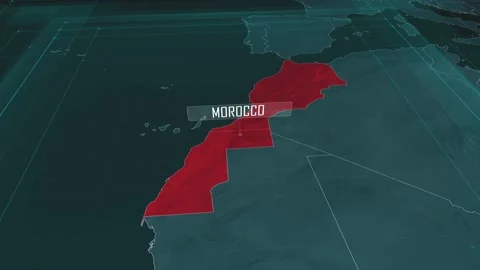 Zoom in to the map of Morocco, with text and textless Stock Footage 301352695