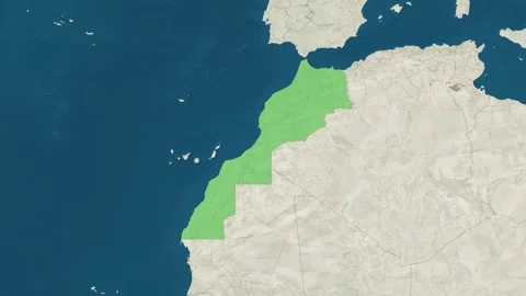 Zoom in to the map of Morocco with text, textless Stock Footage 221524533