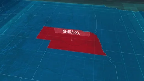 Zoom in to the map of Nebraska state, with text and textless Stock Footage 302404871