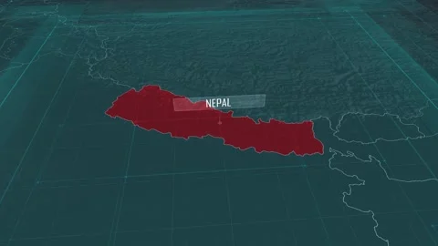 Zoom in to the map of Nepal, with text and textless Stock Footage 301480684