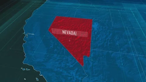 Zoom in to the map of Nevada state, with text and textless Stock Footage 302405128