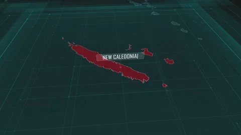 Zoom in to the map of New Caledonia, with text and textless Stock Footage 301481712