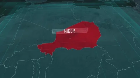 Zoom in to the map of Niger, with text and textless Stock Footage 301261970