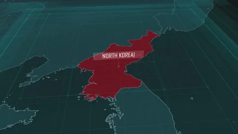 Zoom in to the map of North Korea, with text and textless Stock Footage 301480398