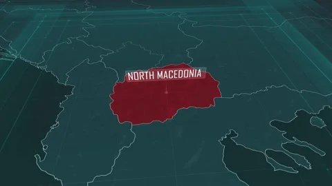 Zoom in to the map of North Macedonia, with text and textless Stock Footage 301261489