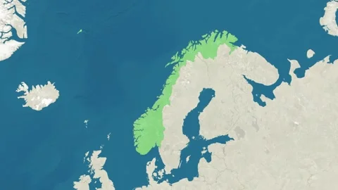 Zoom in to the map of Norway with text, textless Stock Footage 206863632