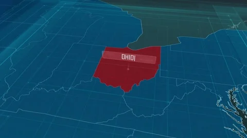 Zoom in to the map of Ohio state, with text and textless Video stock 302140723