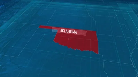 Zoom in to the map of Oklahoma state, with text and textless Stock Footage 302404900