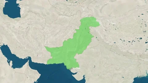 Zoom in to the map of Pakistan with text, textless, and with flag Stock Footage 210715170