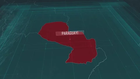 Zoom in to the map of Paraguay, with text and textless Video stock 301002602