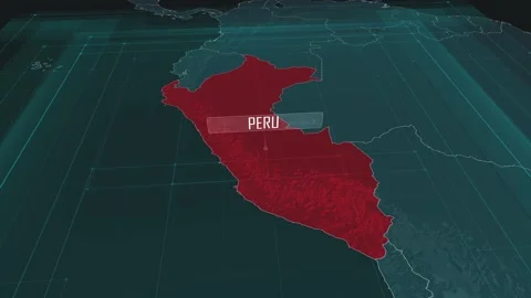 Zoom in to the map of Peru, with text and textless Stock Footage 301002875