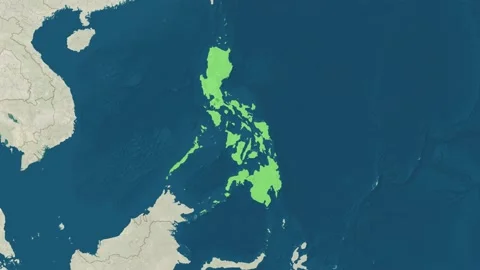 Zoom in to the map of Philippines with text, textless, and with flag Stock Footage 210881209