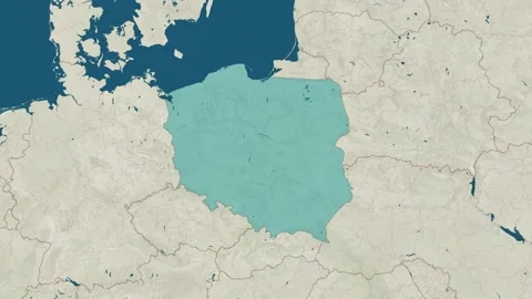 Zoom in to the map of Poland with text, textless, and with flag Stock Footage 206869962