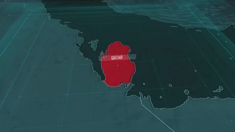 Zoom in to the map of Qatar, with text and textless Stock Footage 301482867